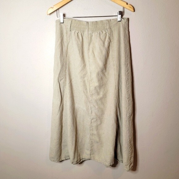 Vintage Passport Cream Button up Linen Blend Maxi Skirt - Picture 3 of 7